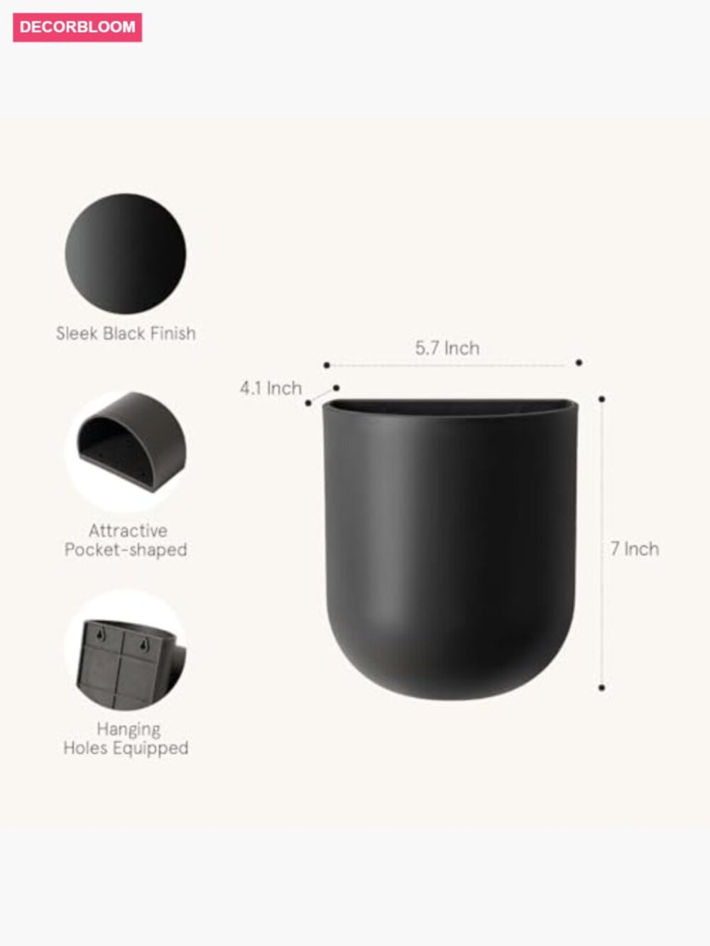 Wall Hanging Planters for Indoor Plants Set of 2 6 Inch Modern - Picture 3 of 7